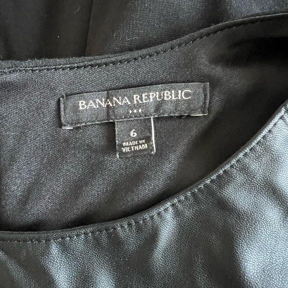 Banana Republic Vegan Leather Skater Dress Black (Sz 6) - Picture 3 of 3